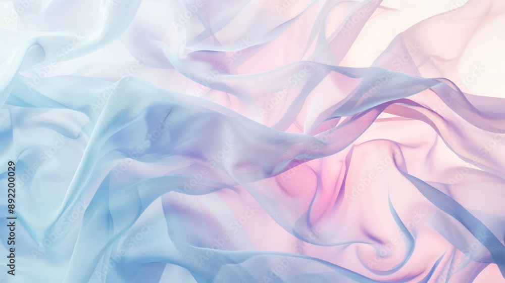 Obraz premium Abstract image of pastel-colored fabric swirls, creating a soft and dreamy visual effect with flowing textures