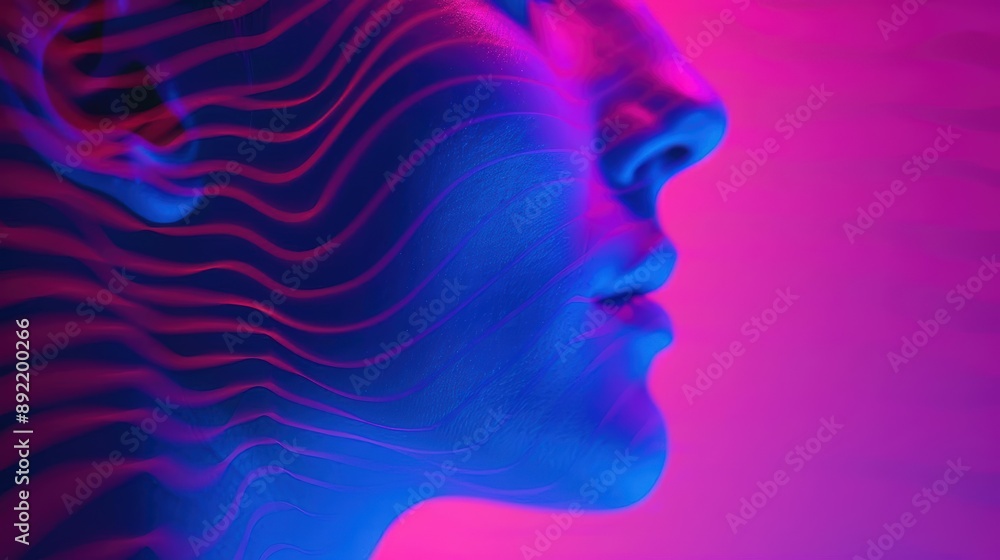 A Close-up Shot of a Colorful silhouettes with digital wave patterns and textures A Close-up Shot of a Colorful silhouettes with digital wave patterns and textures