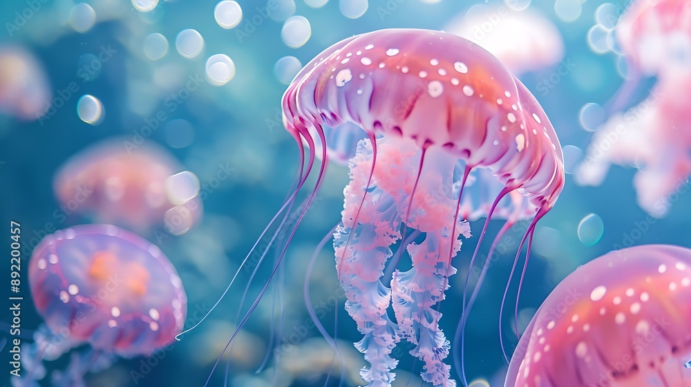 Pink jellyfish isolated on the water