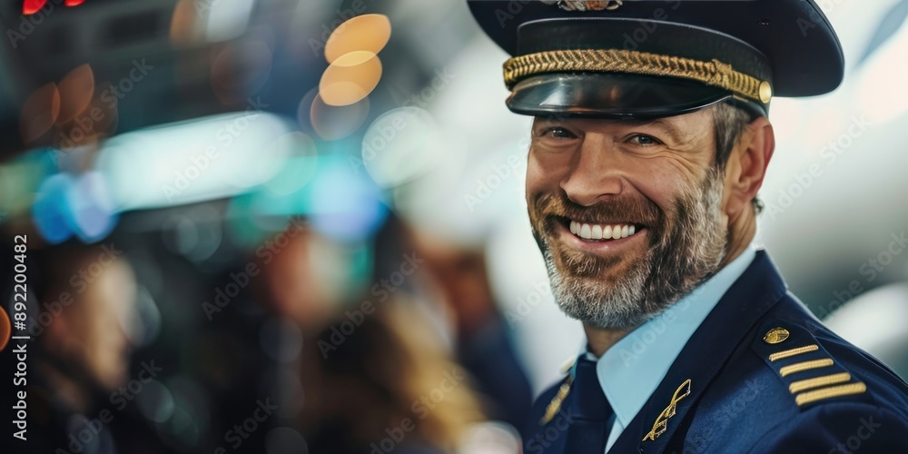 portrait of smiling civil aviation pilot in uniform transportation industry portrait of smiling civil aviation pilot in uniform transportation industry