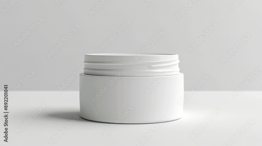 Round white matte plastic jar with lid for cosmetics - body cream, butter, scrub, bath salt, gel, Round white matte plastic jar with lid for cosmetics - body cream, butter, scrub, bath salt, gel,