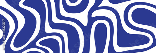 Wave swirl seamless pattern. 60s, 70s style liquid groovy background.