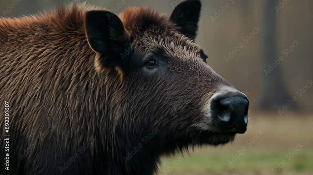 Close-up of a Wild Boar in Natural Habitat Close-up of a Wild Boar in Natural Habitat