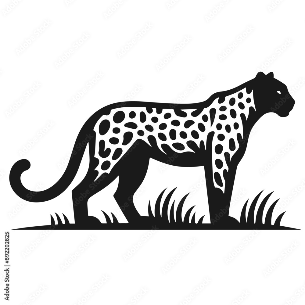 Clean Black and white Vector silhouette of a Cheetah on white background Clean Black and white Vector silhouette of a Cheetah on white background
