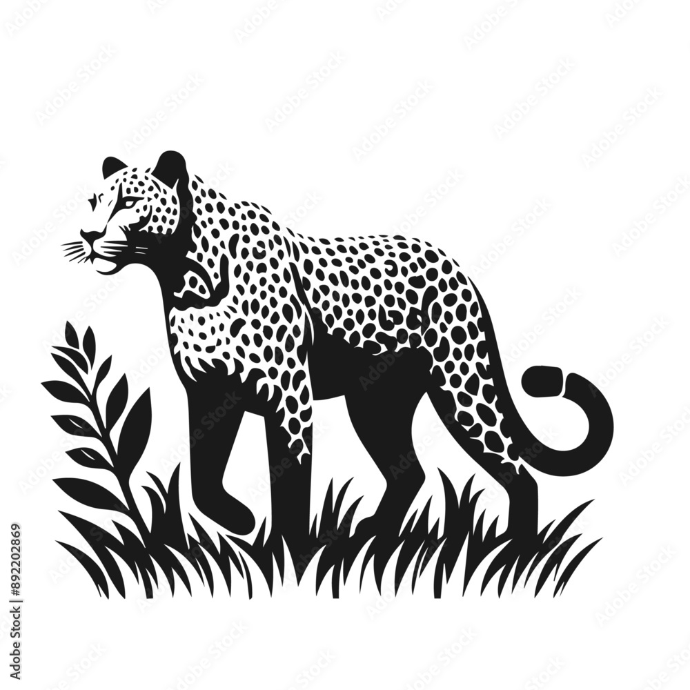 Clean Black and white Vector silhouette of a Cheetah on white background Clean Black and white Vector silhouette of a Cheetah on white background