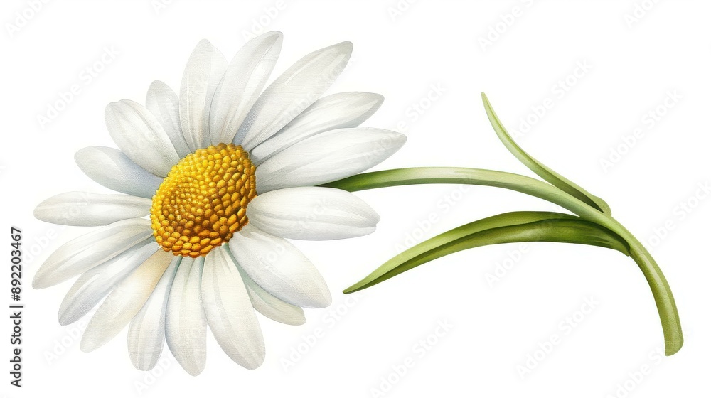 Naklejka premium Delicate daisy flower in soft hues, captured in watercolor. A charming representation of natures beauty on a white canvas.