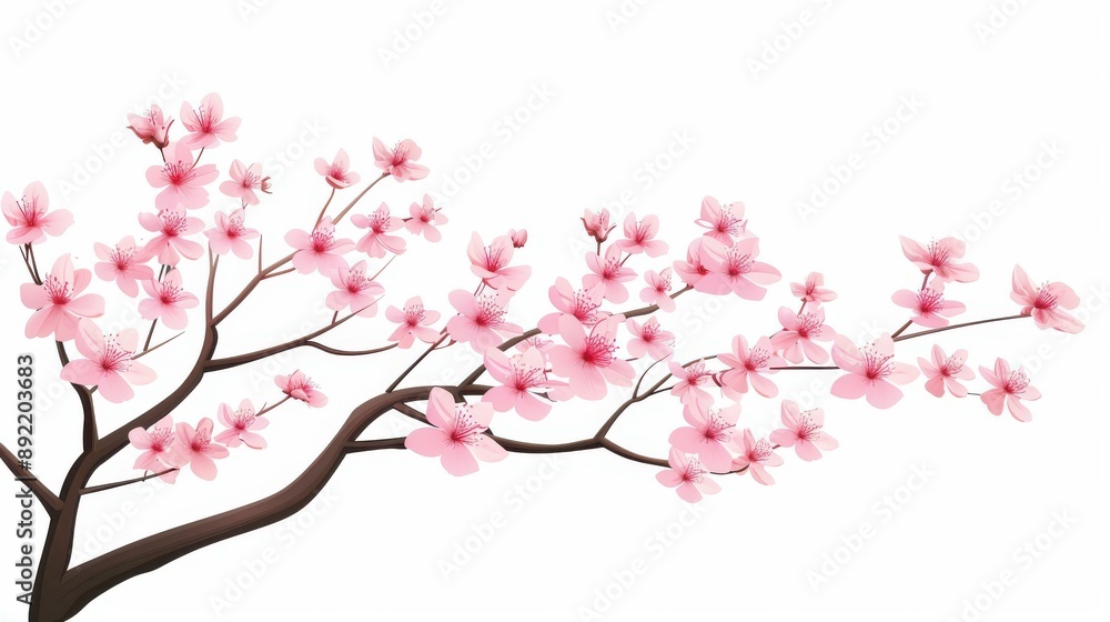 Fototapeta premium Unique illustration featuring a solitary cherry blossom tree.