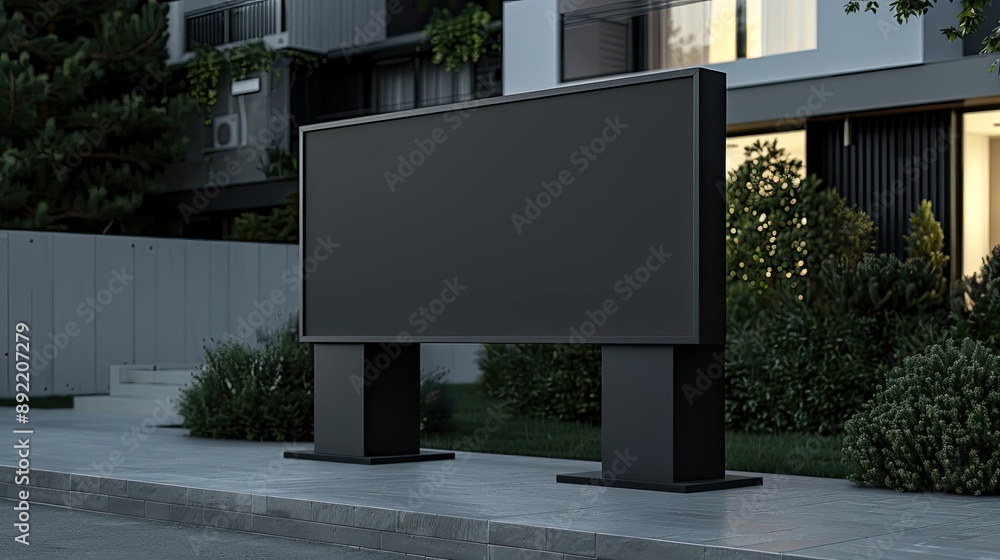 Fototapeta premium A black rectangular signboard or display stand.