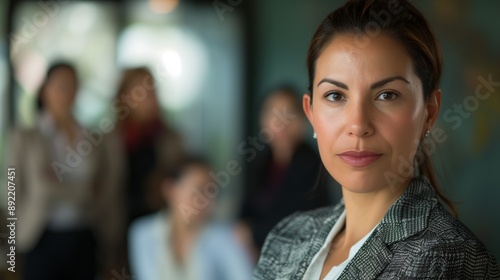Wallpaper Mural Confident businesswoman in focus with team members in the background, illustrating leadership and professional teamwork. Torontodigital.ca