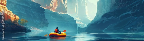 Adventurous travel escapade with white-water rafting through a dramatic canyon photo