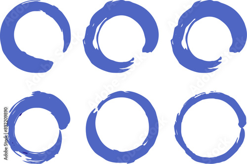 筆ペンの円のイラスト素材　丸　ベクター　筆文字　Vector illustration set of handwritten brushstrokes dirty circles