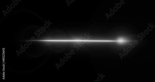 Light flare moving overlay asset in black 4K footage. Long arm shining lens flare light leak realistic stock video for a montage visual title beat animation. Creative spotlight sparkle abstract flash
