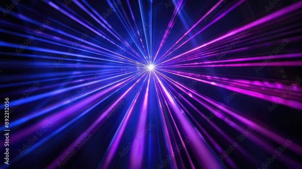 Blue and violet beams of bright laser light shining on black background. Blue and violet beams of bright laser light shining on black background.