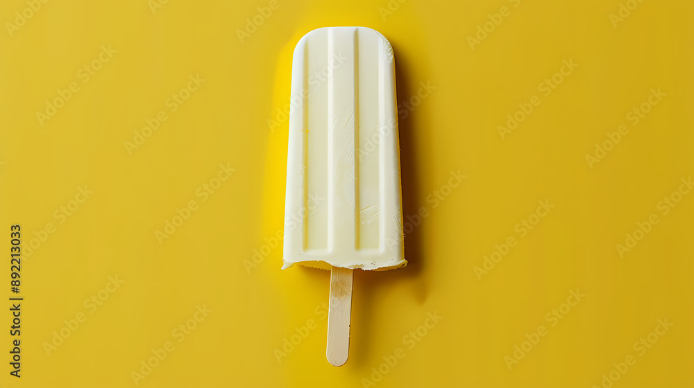 White popsicle on yellow background White popsicle on yellow background