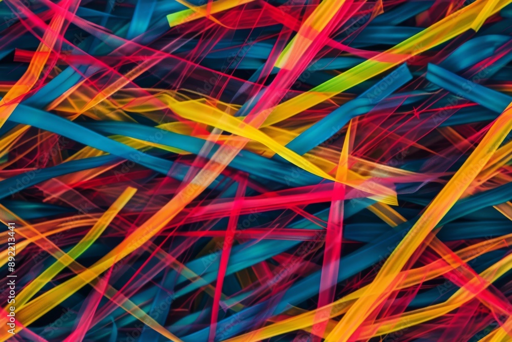An abstract background with vibrant, intertwined lines in red, orange, yellow, blue, and green. An abstract background with vibrant, intertwined lines in red, orange, yellow, blue, and green.