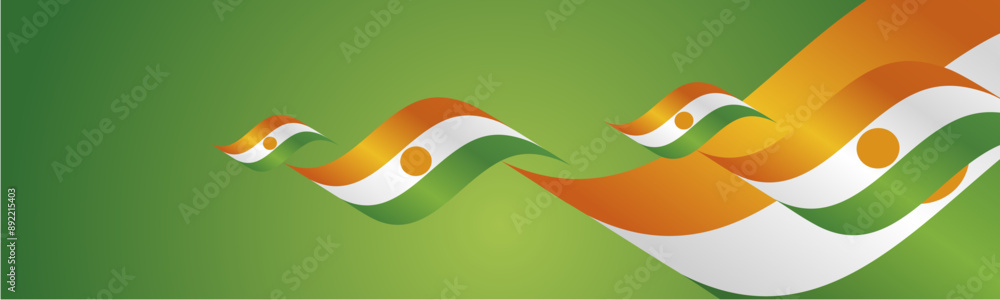 Niger National Day waving flags two fold blue landscape background.ai Niger National Day waving flags two fold blue landscape background.ai