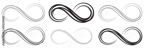 Hand drawn infinity symbol. Black infinity icon. Eternity, infinite, limitless and forever signs.