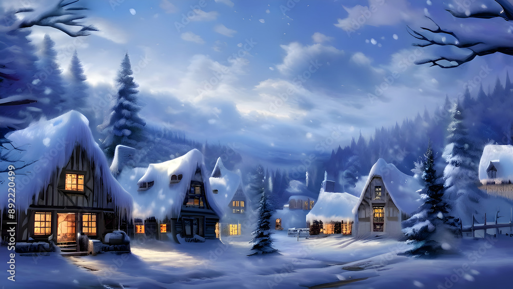 a-cozy-village-scene-with-snowflakes a-cozy-village-scene-with-snowflakes