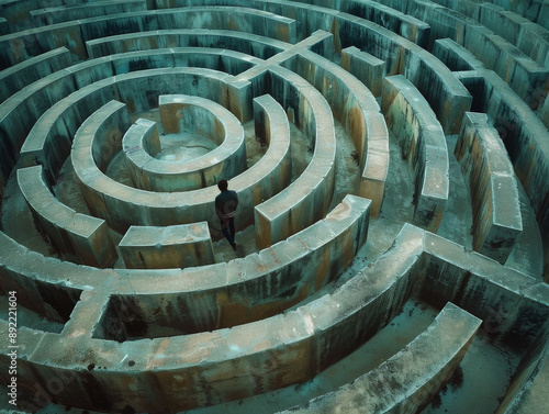 Person Navigating a Supernatural Maze