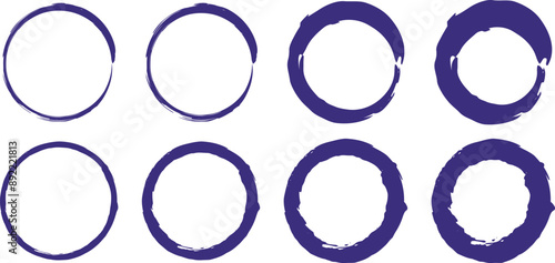筆ペンの円のイラスト素材　丸　ベクター　筆文字　Vector illustration set of handwritten brushstrokes dirty circles