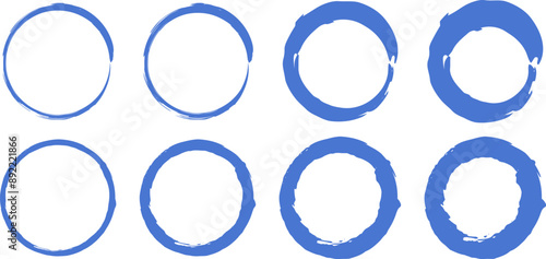 筆ペンの円のイラスト素材　丸　ベクター　筆文字　Vector illustration set of handwritten brushstrokes dirty circles