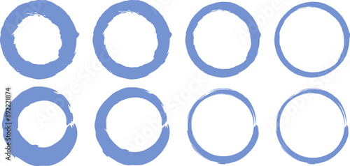筆ペンの円のイラスト素材　丸　ベクター　筆文字　Vector illustration set of handwritten brushstrokes dirty circles