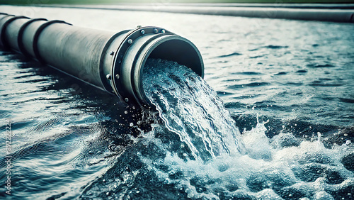 water pipe in a water field, discharging clear water.