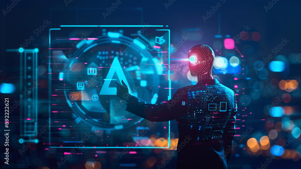 AI Artificial Intelligence technology.AI Assistant support. AI Optimization. Businessman innovation machine learning science network.