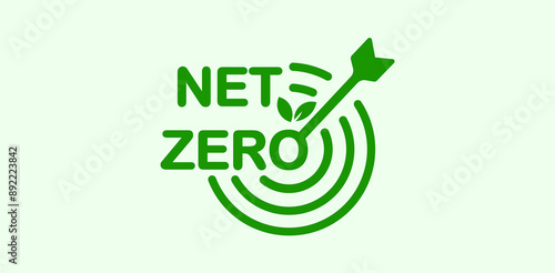 Net zero by 2050, carbon neutral. Net zero greenhouse gas emissions target Long-term climate-neutral strategy Vector illustration