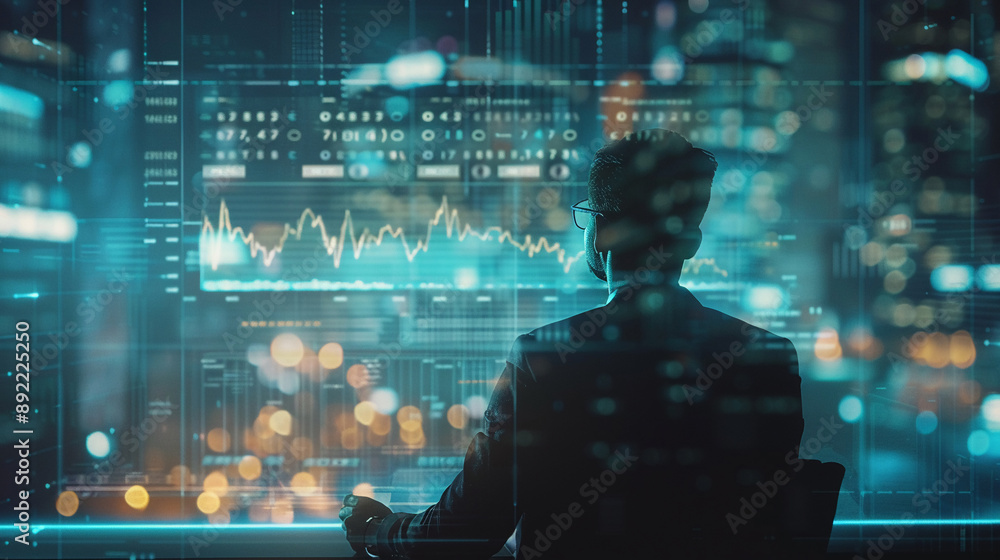 Fototapeta premium Businessman use AI technology for business management development