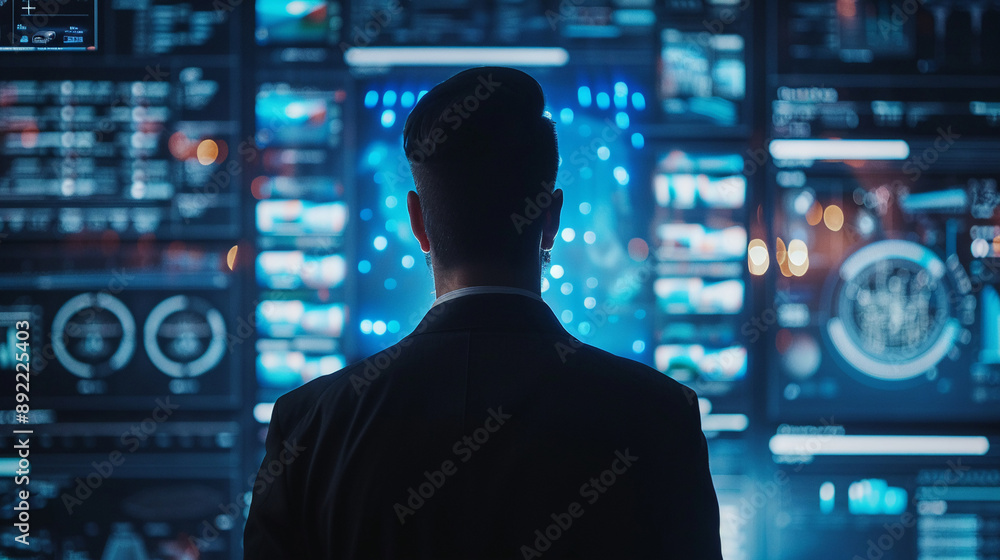 Businessman using AI technology for cybersecurity enhances threat detection and response capabilities Businessman using AI technology for cybersecurity enhances threat detection and response capabilities