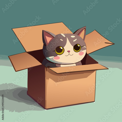 cat with a box photo