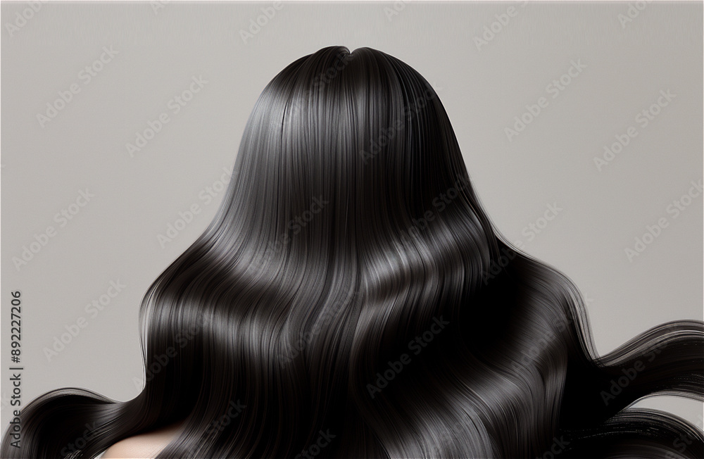 Naklejka premium Back view of a woman with healthy hair