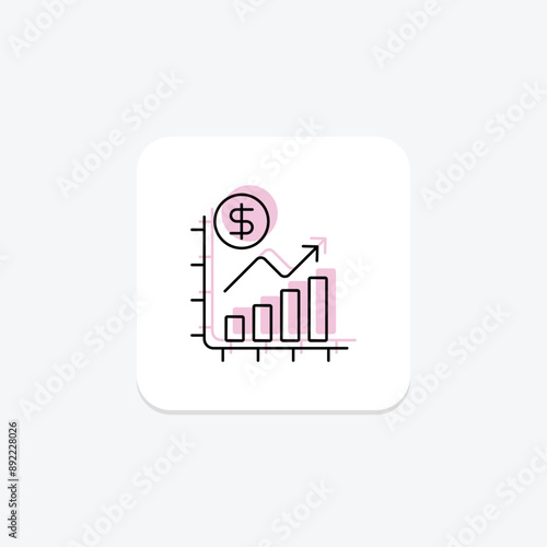 Trade Growth color shadow thinline icon , vector, pixel perfect, illustrator file