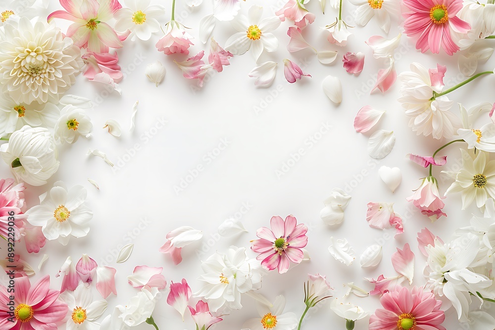 Obraz premium Floral Frame with Pink and White Blossoms