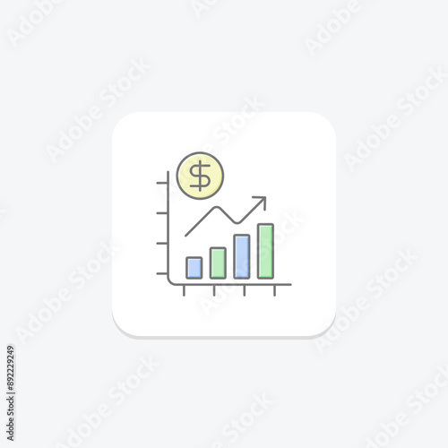 Trade Growth lineal color icon , vector, pixel perfect, illustrator file