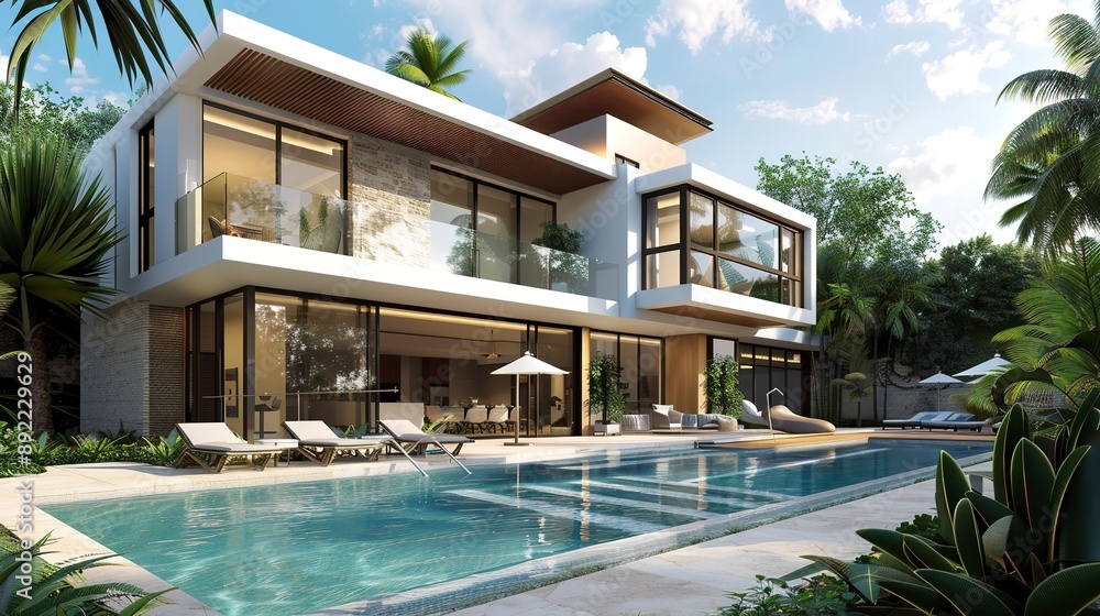 Beautiful luxury modern beach home with backyard swimming pool. Beautiful luxury modern beach home with backyard swimming pool.