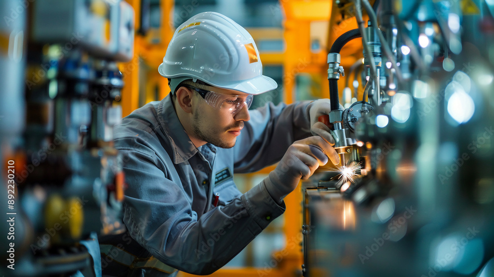 The engineer is calibrating the equipment used for precision welding.