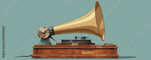 Antique gramophone horn speaker Vector flat minimalistic isolated illustration