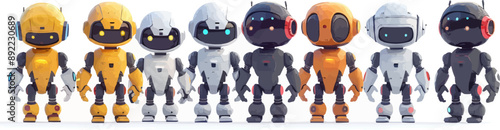 Toy androids on a white background. Vector flat minimalistic isolated illustration.