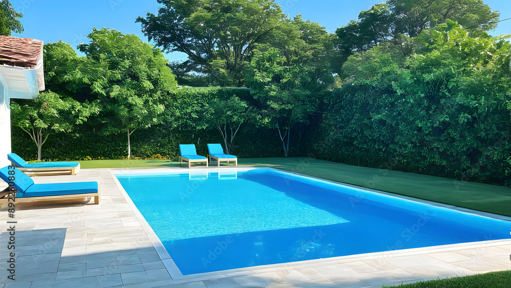 Swimming pool in hotel, pool design, ai generated Swimming pool in hotel, pool design, ai generated