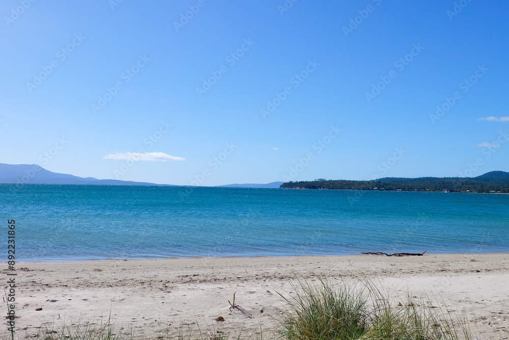 Crystal clear water sea ocean beach stop along the way to Freycinet national park, Tasmania, Australia Crystal clear water sea ocean beach stop along the way to Freycinet national park, Tasmania, Australia