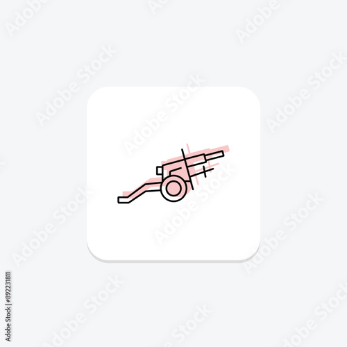 Artillery color shadow thinline icon , vector, pixel perfect, illustrator file