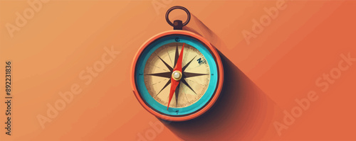 Old-fashioned compass pointing north Vector flat minimalistic isolated illustration