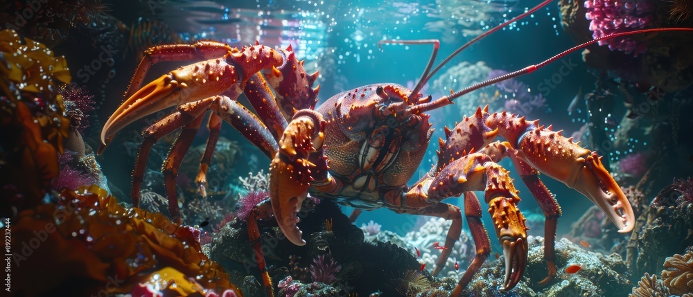 Enormous Lobster and King Crab Confrontation in Stunning Underwater Display Enormous Lobster and King Crab Confrontation in Stunning Underwater Display