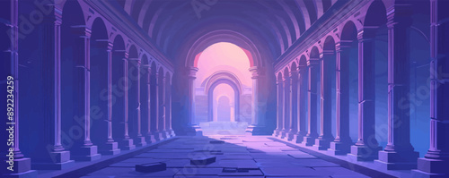 Ancient ruins with columns and arches Vector flat minimalistic isolated illustration