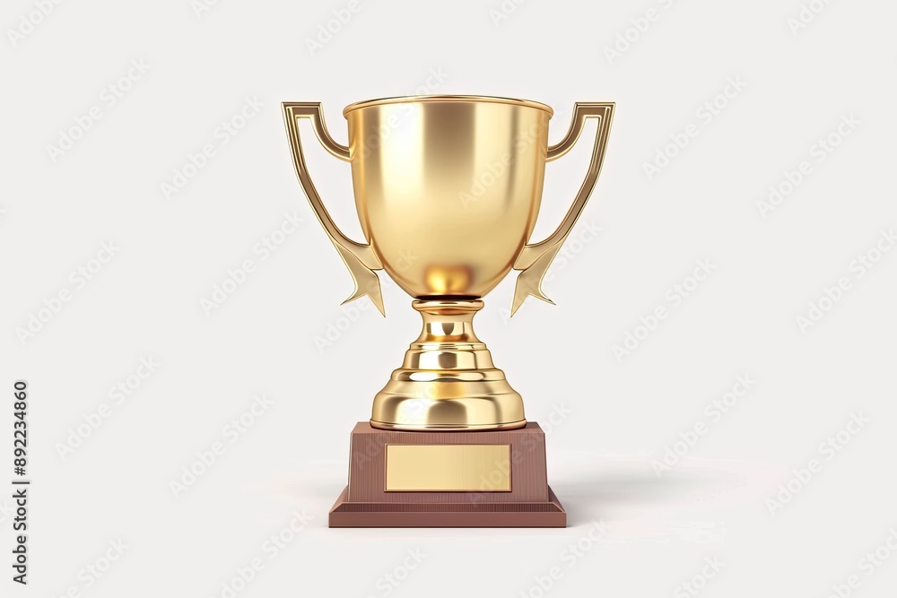 A Shiny Golden Trophy With a Wooden Base Awaits Its Winner A Shiny Golden Trophy With a Wooden Base Awaits Its Winner