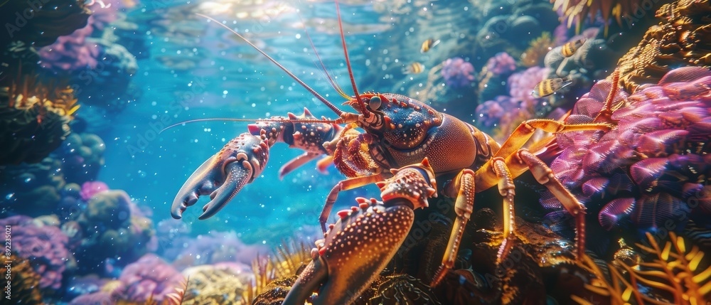 Underwater Marine Delicacies - Giant Lobster and King Crab Close-up in Vibrant Detail Underwater Marine Delicacies - Giant Lobster and King Crab Close-up in Vibrant Detail