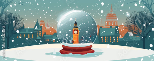 Nostalgic snow globe with landmark Vector flat minimalistic isolated