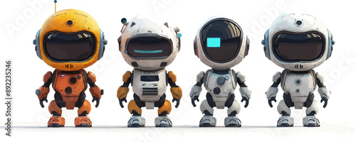 Toy cyborgs on a white background. Vector flat minimalistic isolated